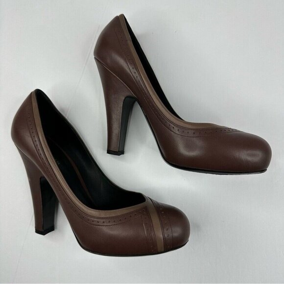 Bottega Veneta Women’s Brown Designer Oxford Leather Platform Heels EU 40 - Picture 6 of 15